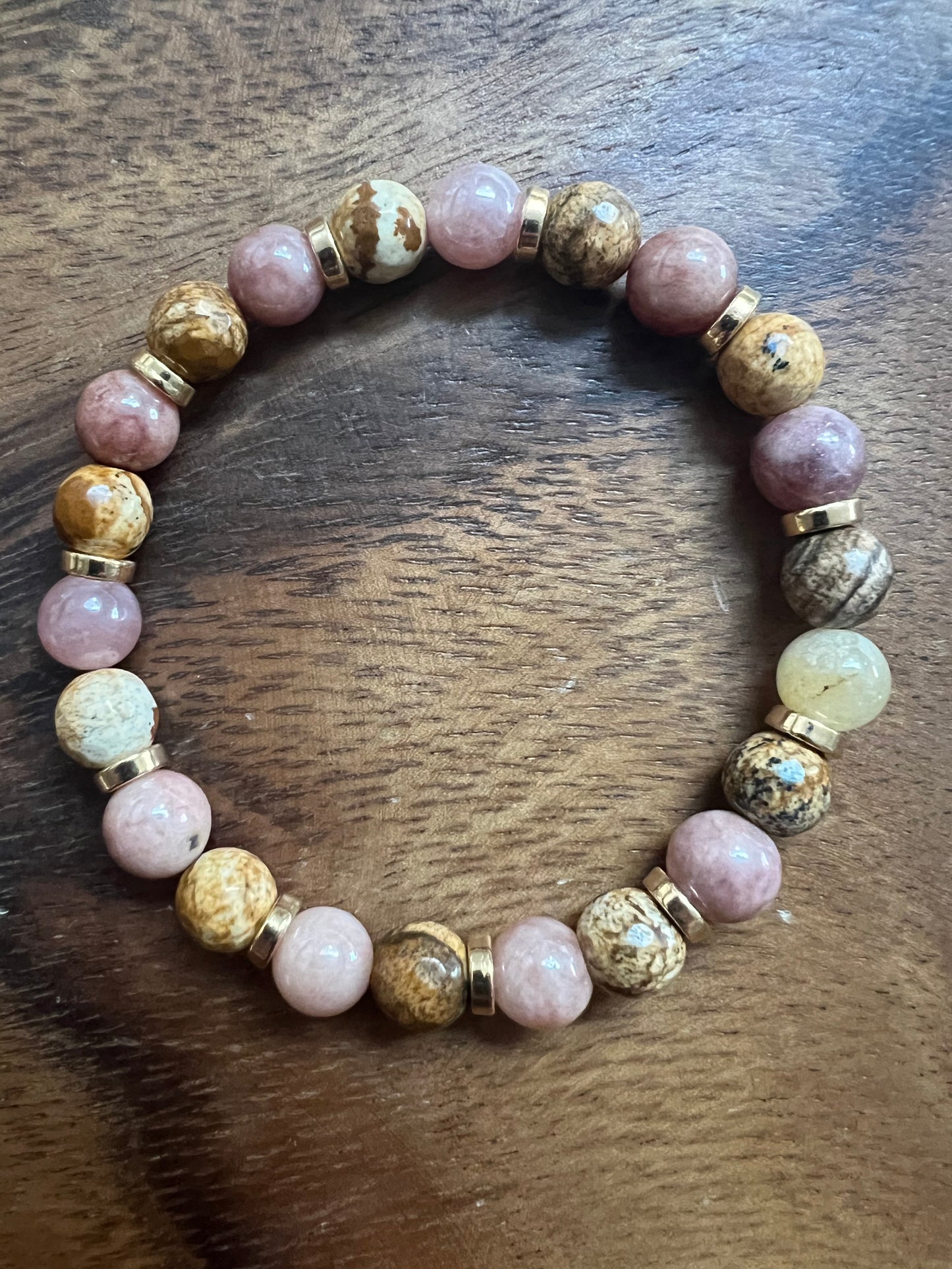 Natural Sunstone & Picture Jasper Bracelets