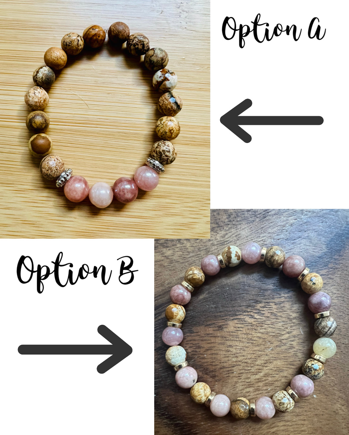 Natural Sunstone & Picture Jasper Bracelets