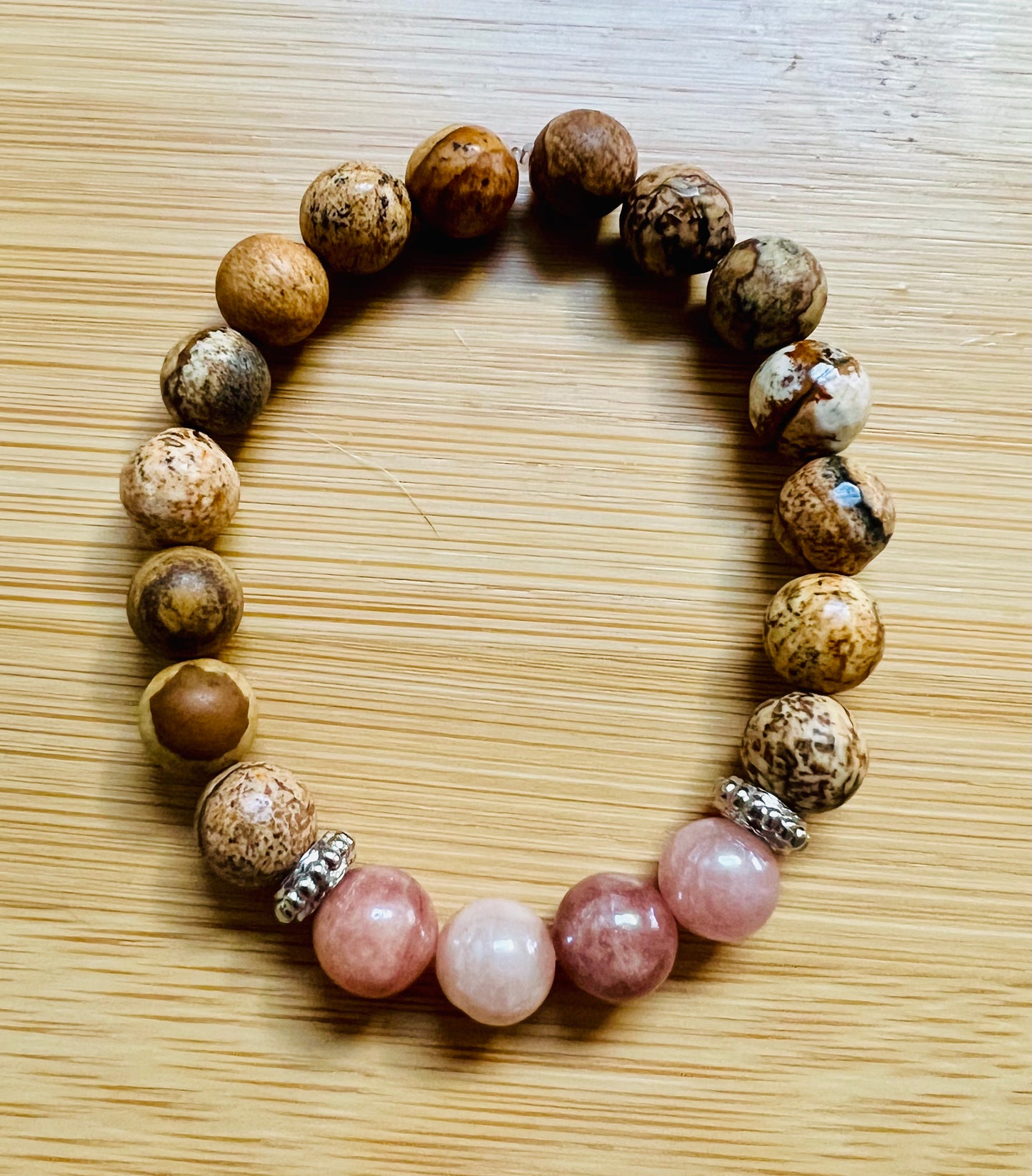 Natural Sunstone & Picture Jasper Bracelets