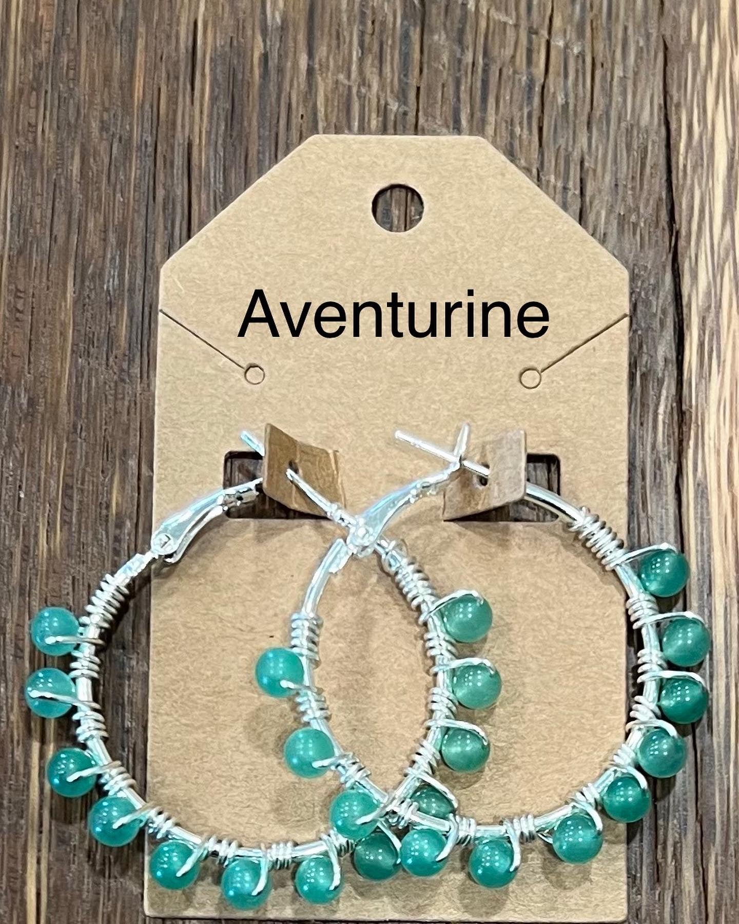 Wire Wrapped Gemstone Hoops