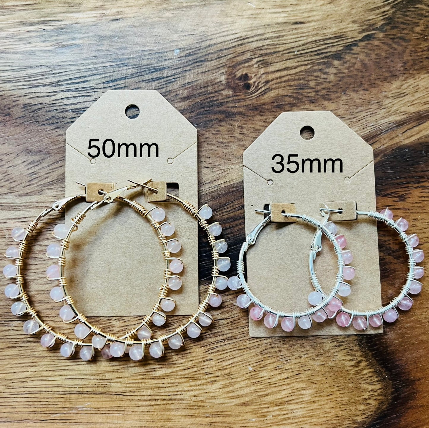 Wire Wrapped Gemstone Hoops