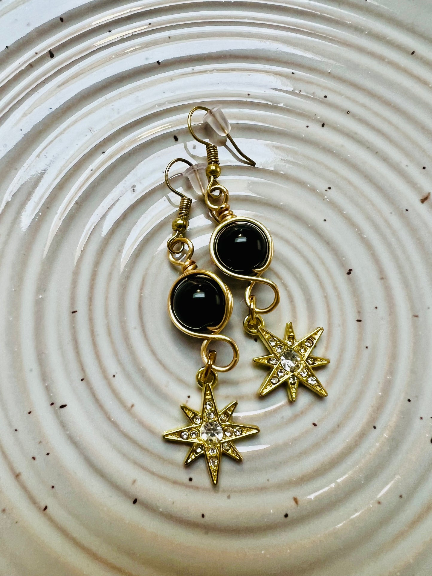 Black & Gold Star Dangles