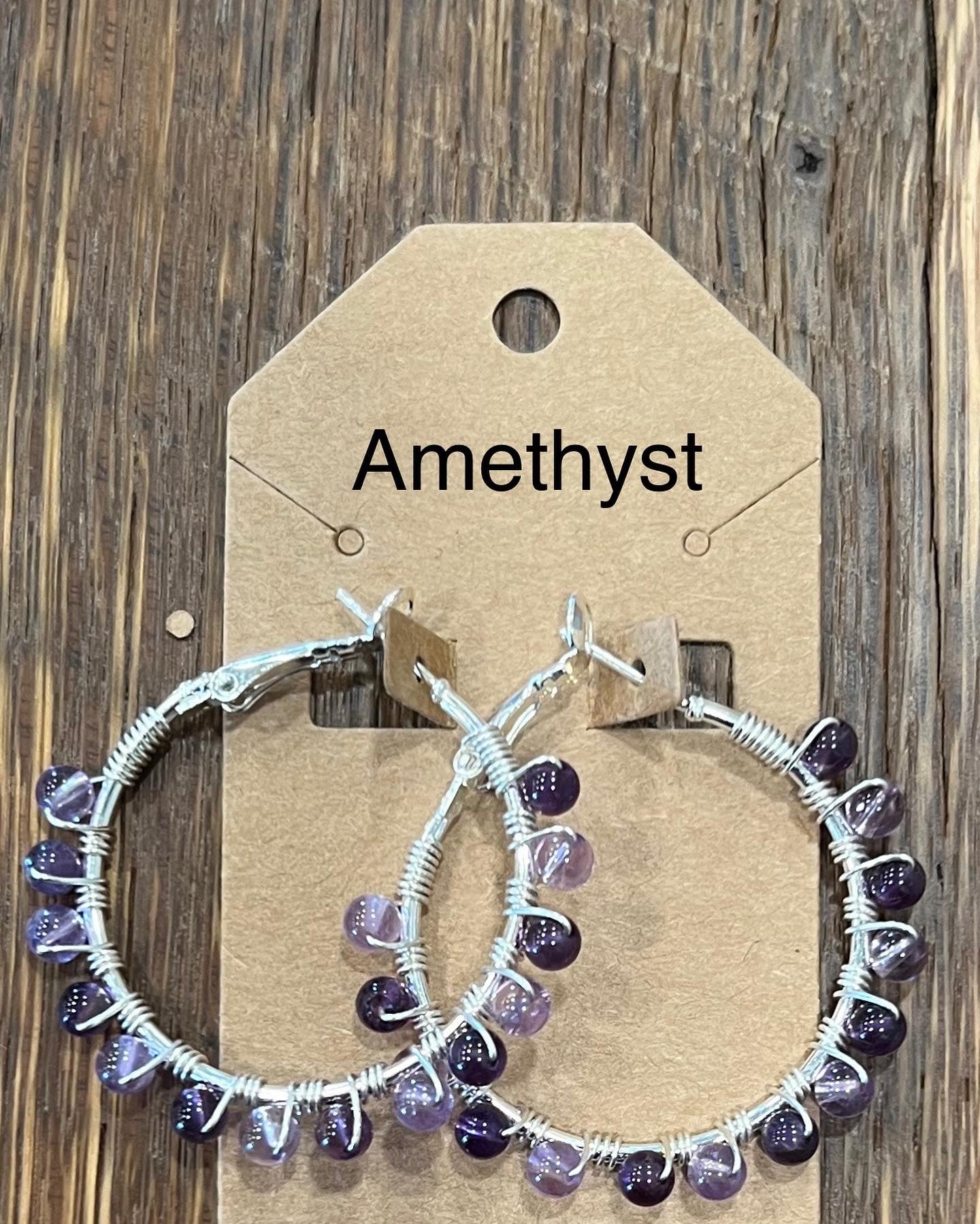 Wire Wrapped Gemstone Hoops