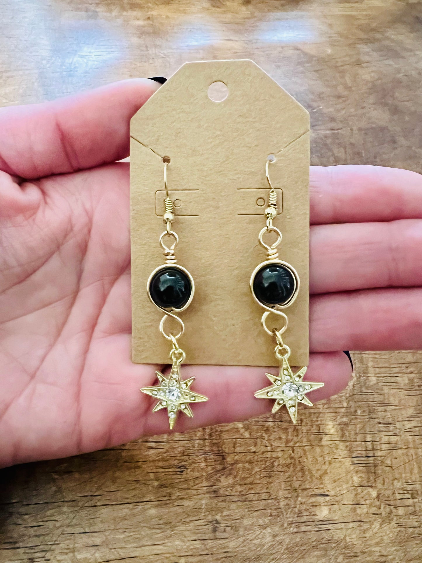 Black & Gold Star Dangles