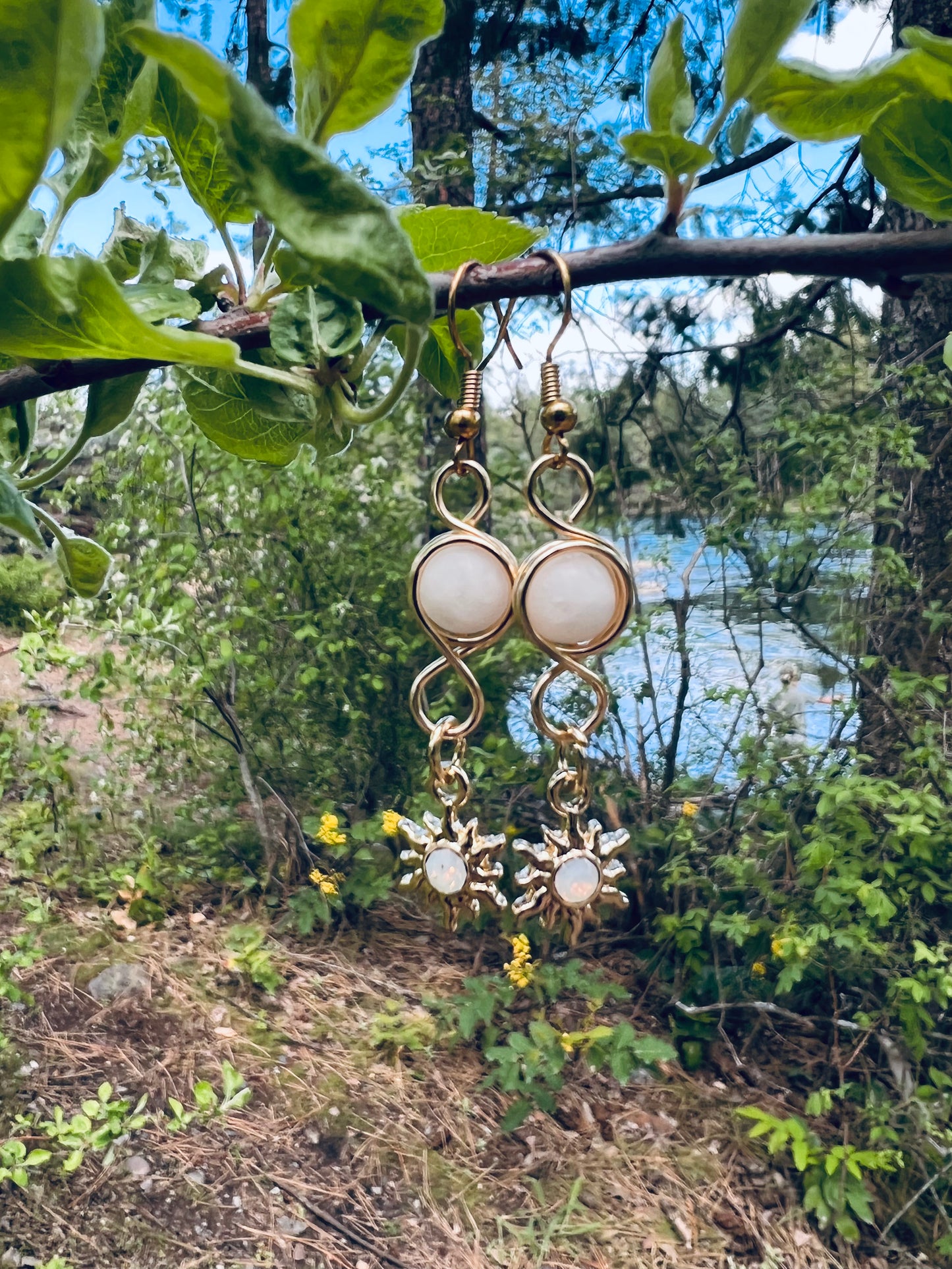 Sun and Star Quartz Earrings