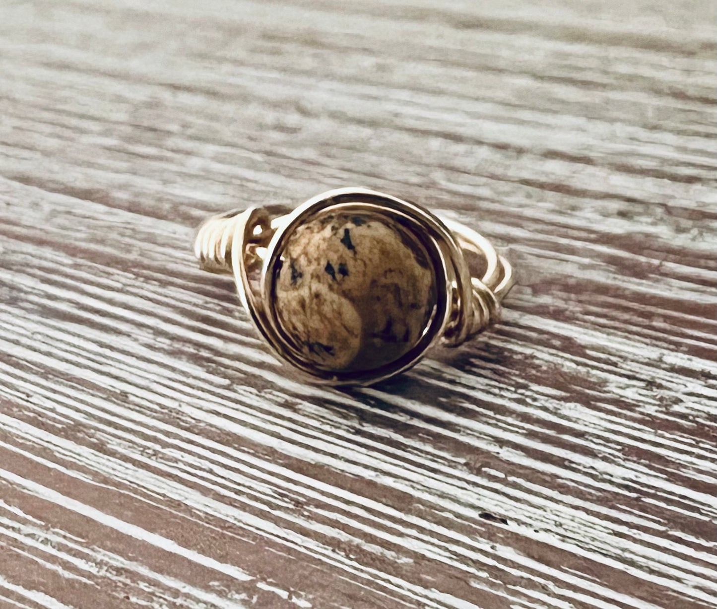 Picture Jasper Wire Wrapped Ring